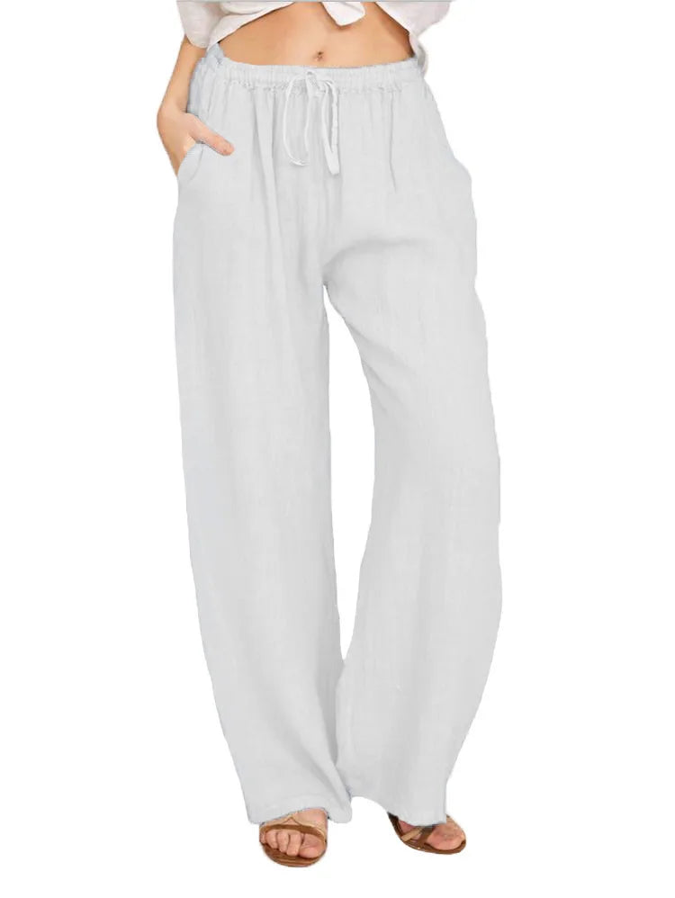 Summer and Autumn New Casual Women's Wear in Europe and America - Large Loose Cotton Hemp Casual Pants