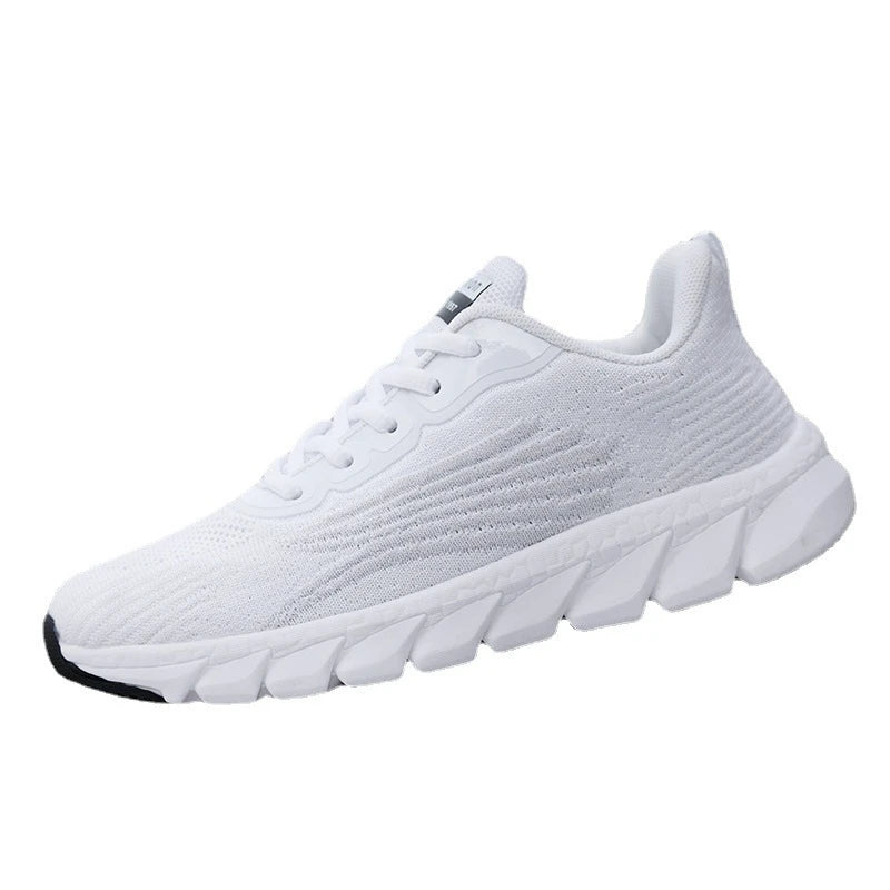 Spring Flying Knitted Breathable Running Shoes Sports Women Casual Shoes Soft Sole Couples Men And Women Small White Shoes
