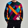 Fashion Geometry Graphic Sweatshirt for Men - Spring Autumn Simple Trend Long Sleeve 3D Printed Hoodies Casual Oversized Pullovers