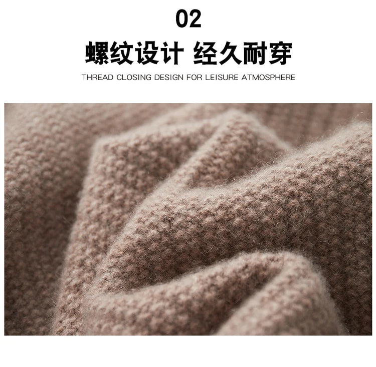 100% Pure Cashmere Sweater for Men - Round Neck, Thick, Warm, Fashionable Sweater