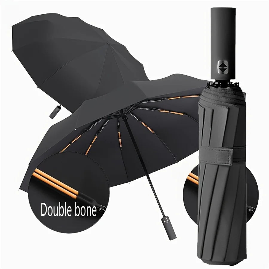 12 Bone Black Glue Fully Automatic Umbrella With Thick And Durable