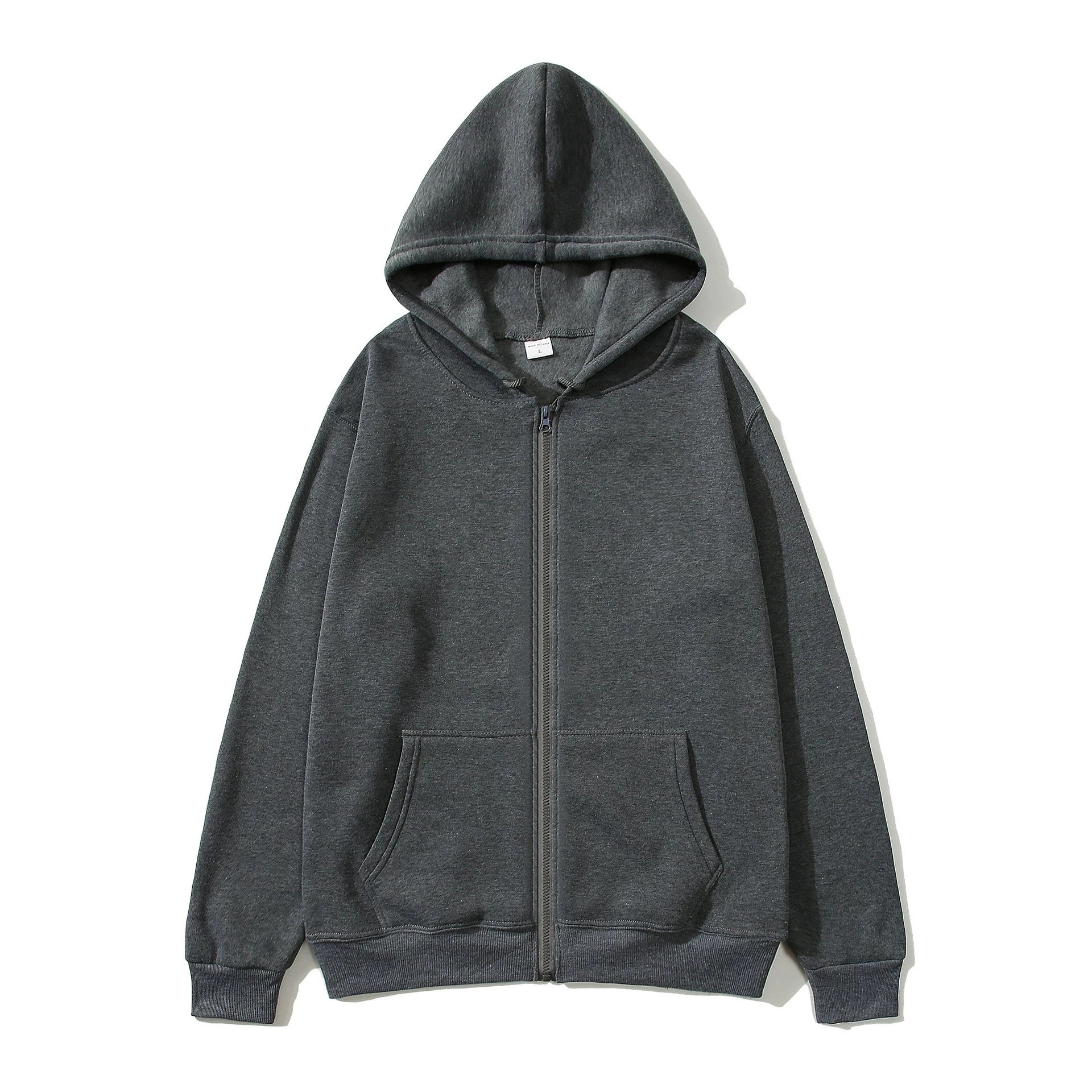 2025 New Trendy Sweatshirt Coat with Front Pockets - Warm Zipper Lamb Wool Jacket for Men and Women - Autumn Winter Pure Color Cardigan Hoodie