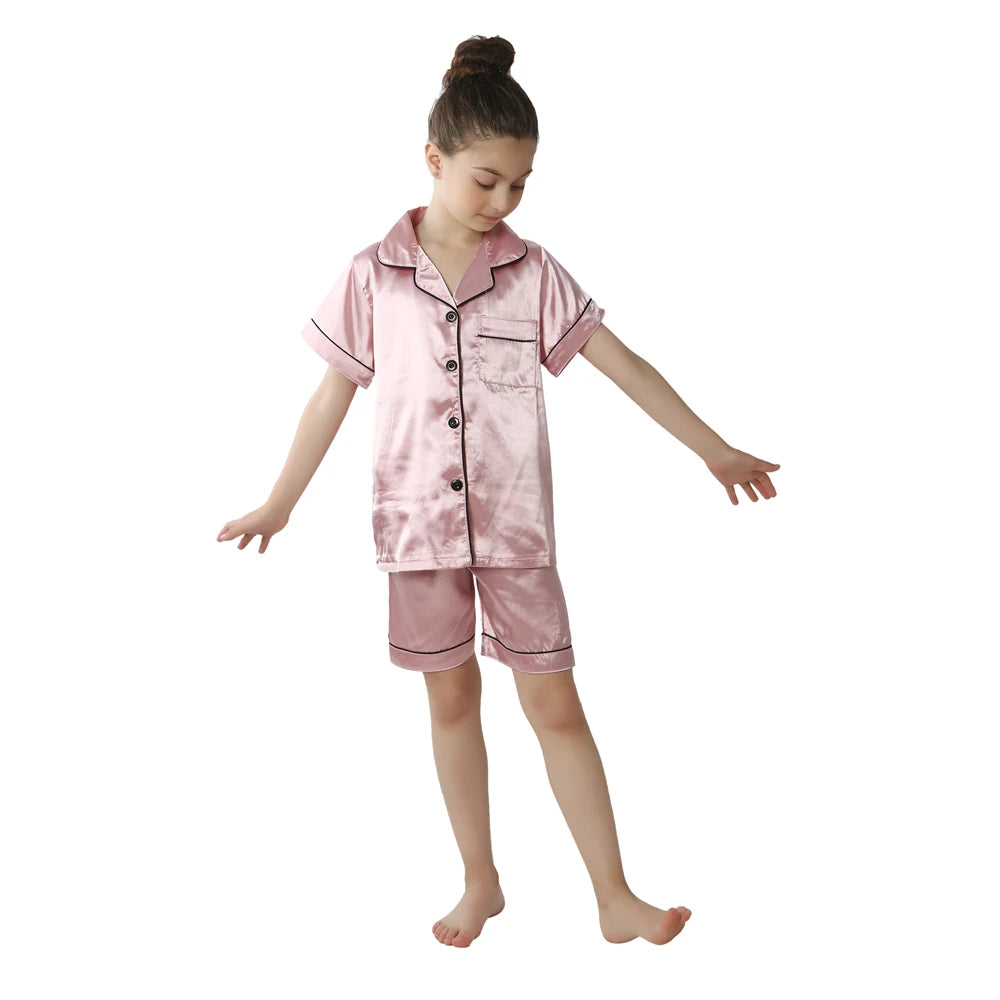 Kids Loungewear - Children Sleepwear | Home Clothing for Kids | Pajama Set for Girls in Silk Satin | Baby Nightgowns