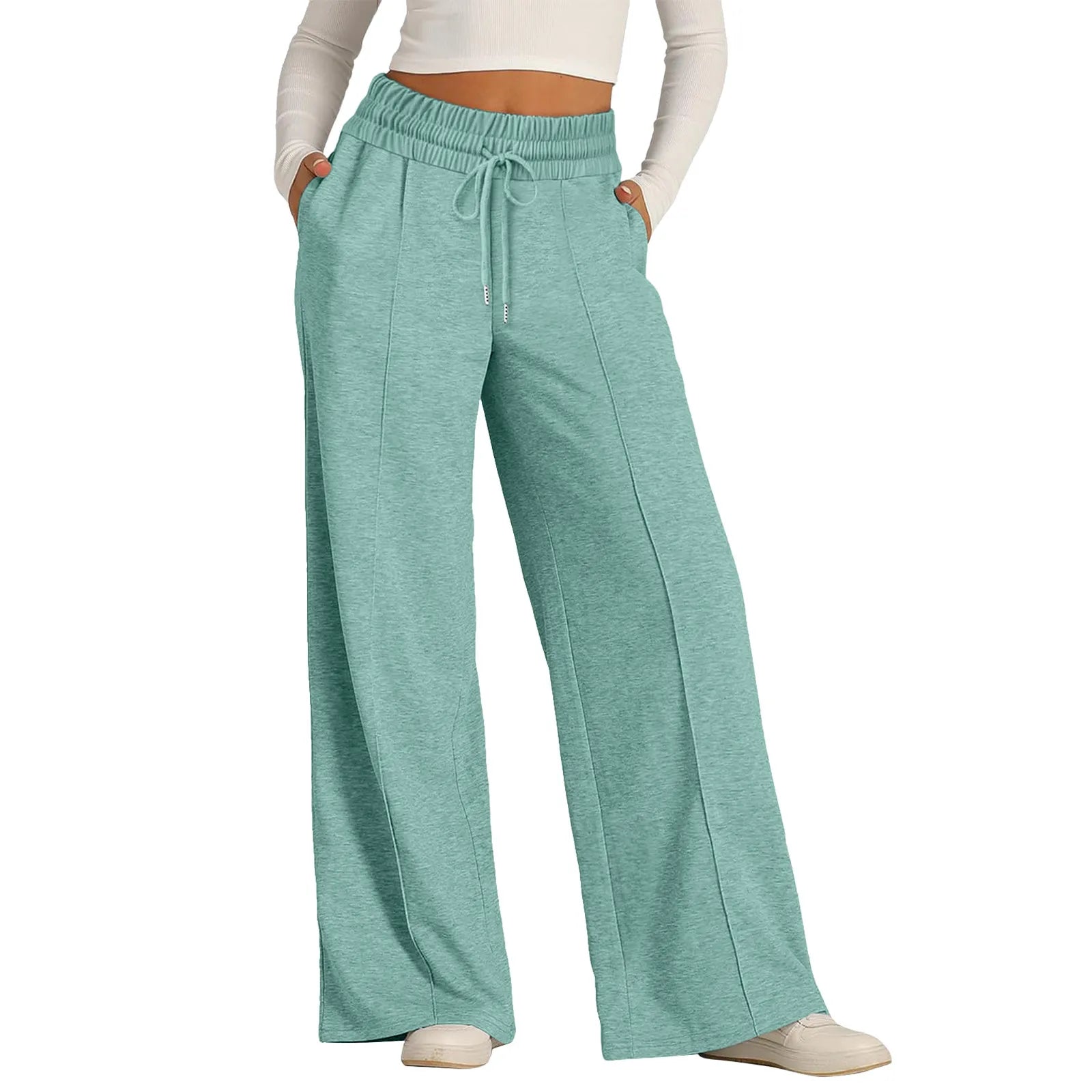 Tie Pants for Women Summer Casual Loose Wide Leg Trousers Jumpsuit Casual Spaghetti Strap Stretchy Long Pant Sports Sweatpants