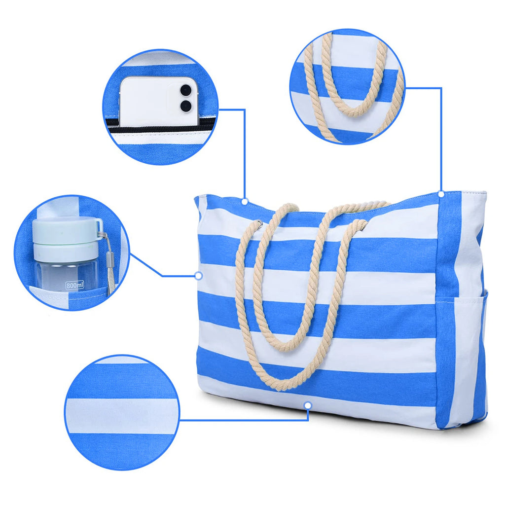 Striped zipper outer bag for outdoor travel and vacation, waterproof