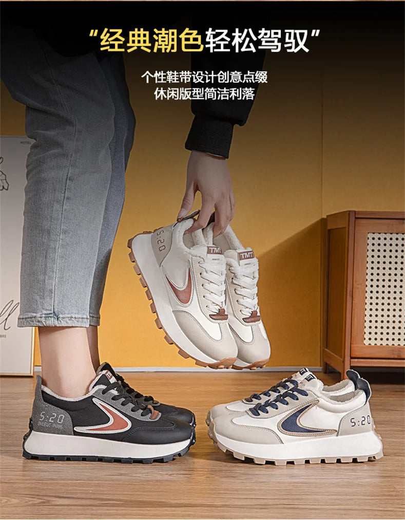 Autumn Winter Chunky Sneaker Women Retro Running Shoes Fashion Casual Fabric Breathable Height Increased Platform Shoes
