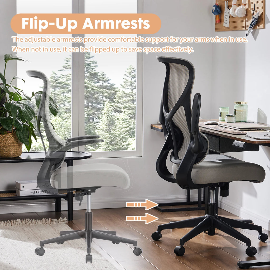 Ergonomic Office Chair - Lumbar Support Office Chair | High Back Swivel Rolling Chairs With Wheels And Arms-Rest