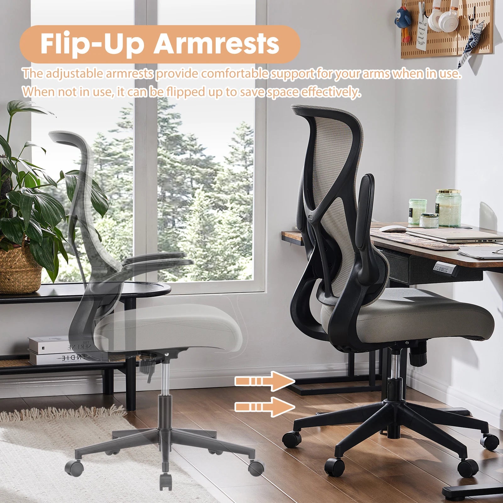 Ergonomic Office Chair - Lumbar Support Office Chair | High Back Swivel Rolling Chairs With Wheels And Arms-Rest