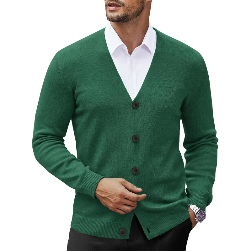 New Men's V Neck Cardigan Sweatcoats Casual Lightweight Button Down Knitted Cardigan Sweater Outdoor Streetwear