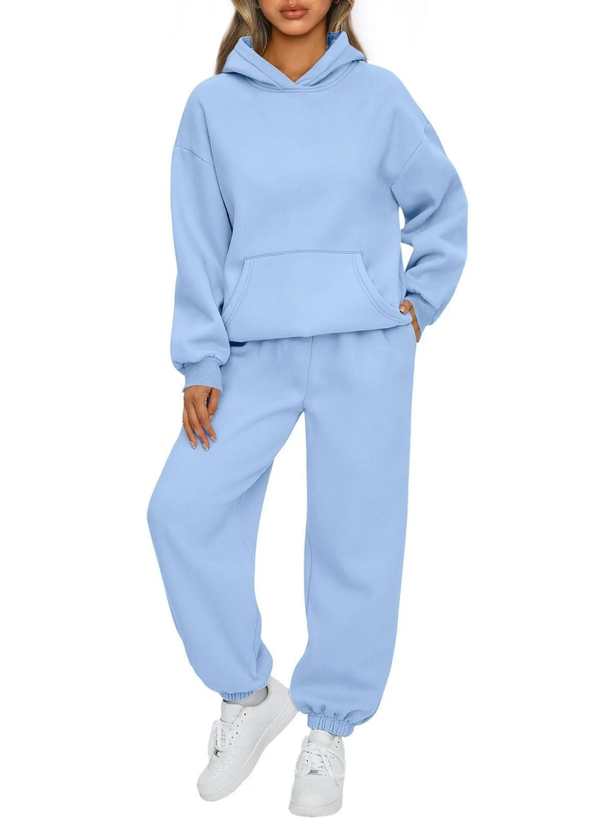 Women's Casual Hooded Sweatshirt and Sportswear Pants Set Long Sleeve Long Pants Autumn Season Fashion Ladies Outfit