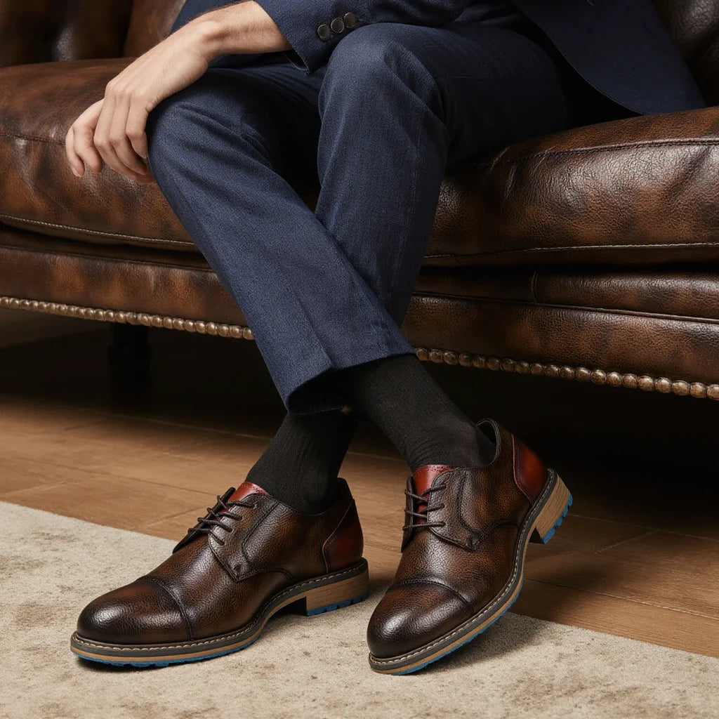 Retro Men's Derby Shoes Casual Fashion Leather Shoes