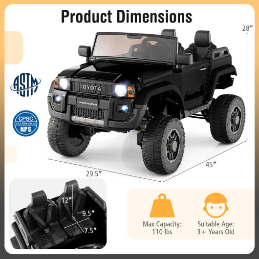 24V 2 Seater Ride on Car 4WD/2WD Switchable for Kids with Remote for Ages 3+-Black