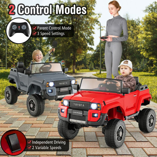 24V 2 Seater Ride on Car 4WD/2WD Switchable for Kids with Remote for Ages 3+-Black