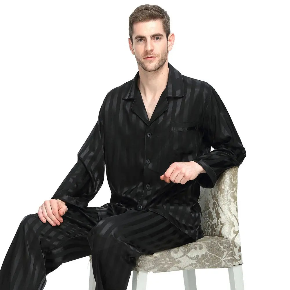 Men's Sleep Outfits Set - Striped Homewear for Men