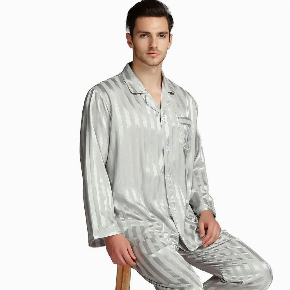 Men's Sleep Outfits Set - Striped Homewear for Men