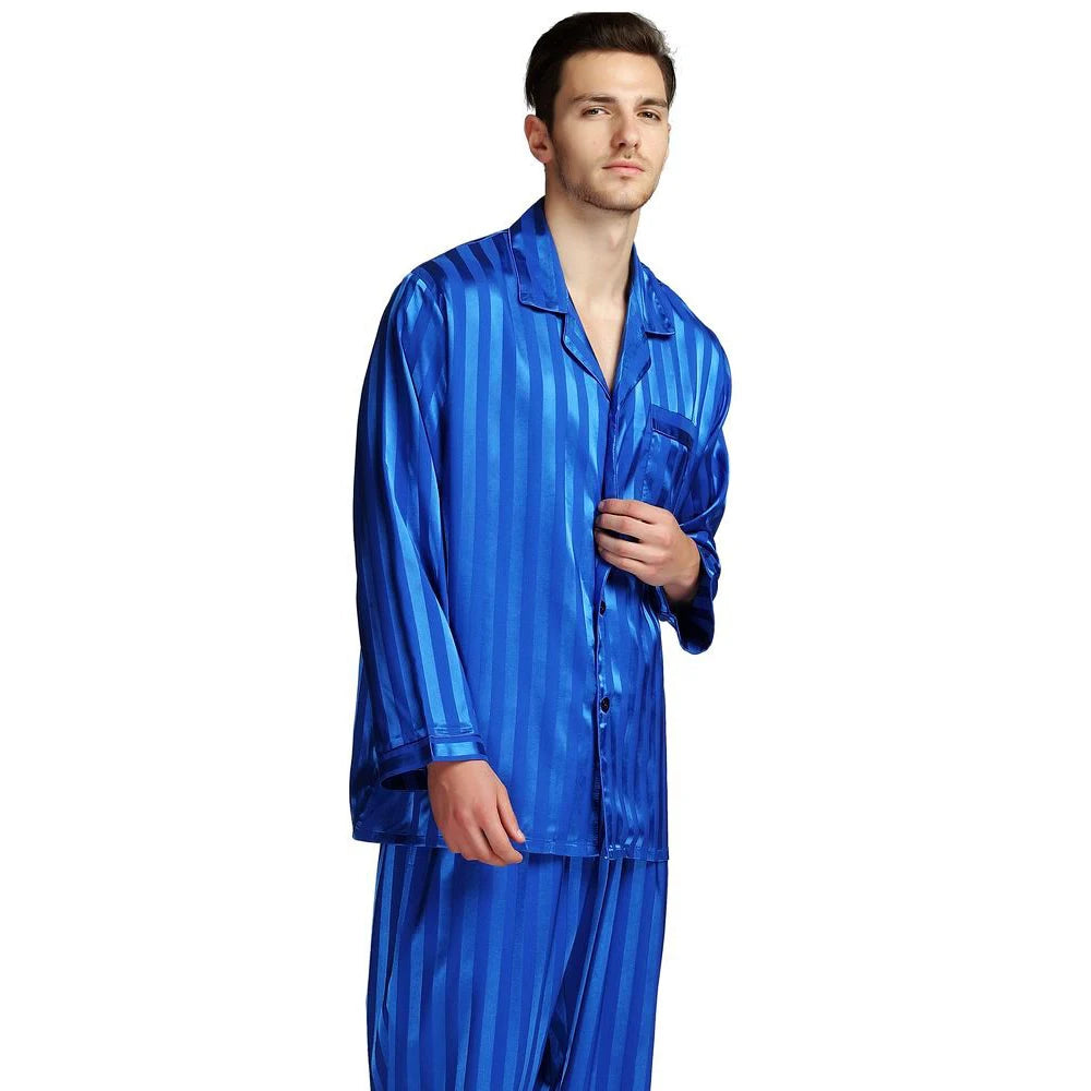 Men's Sleep Outfits Set - Striped Homewear for Men