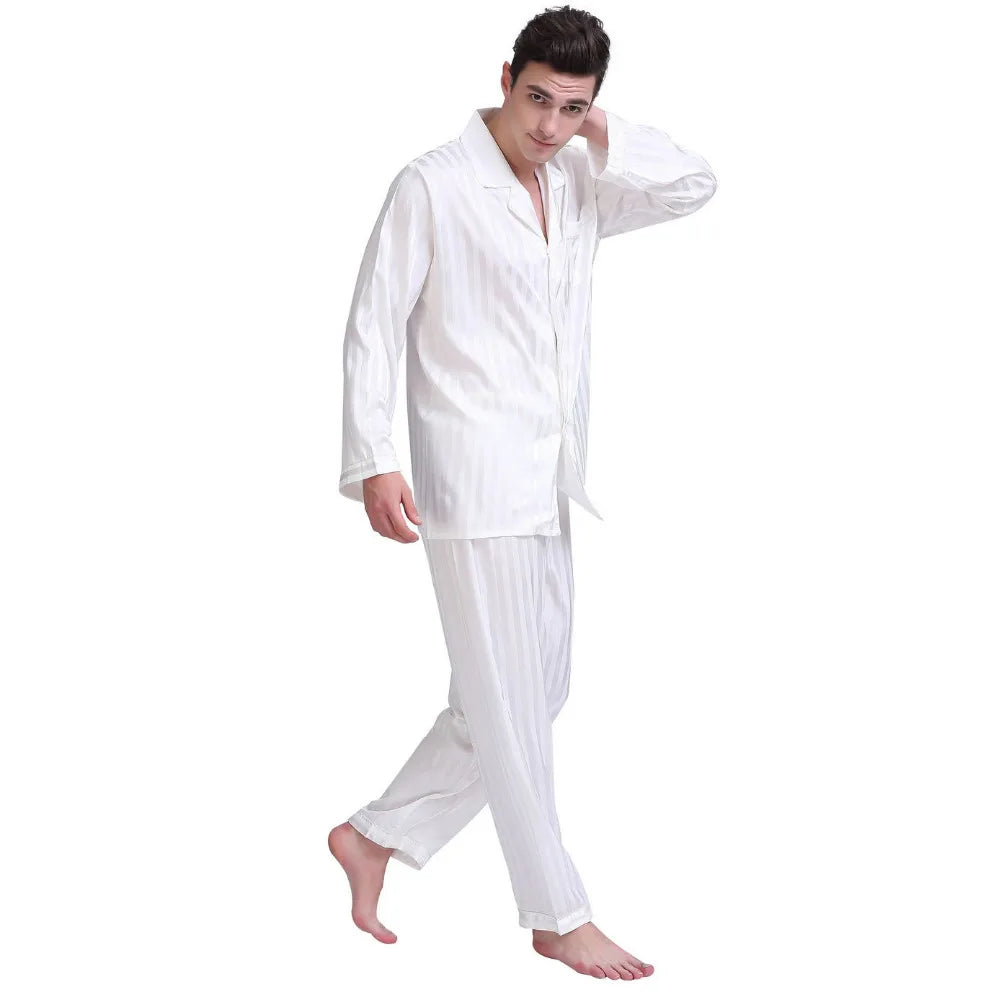 Men's Sleep Outfits Set - Striped Homewear for Men