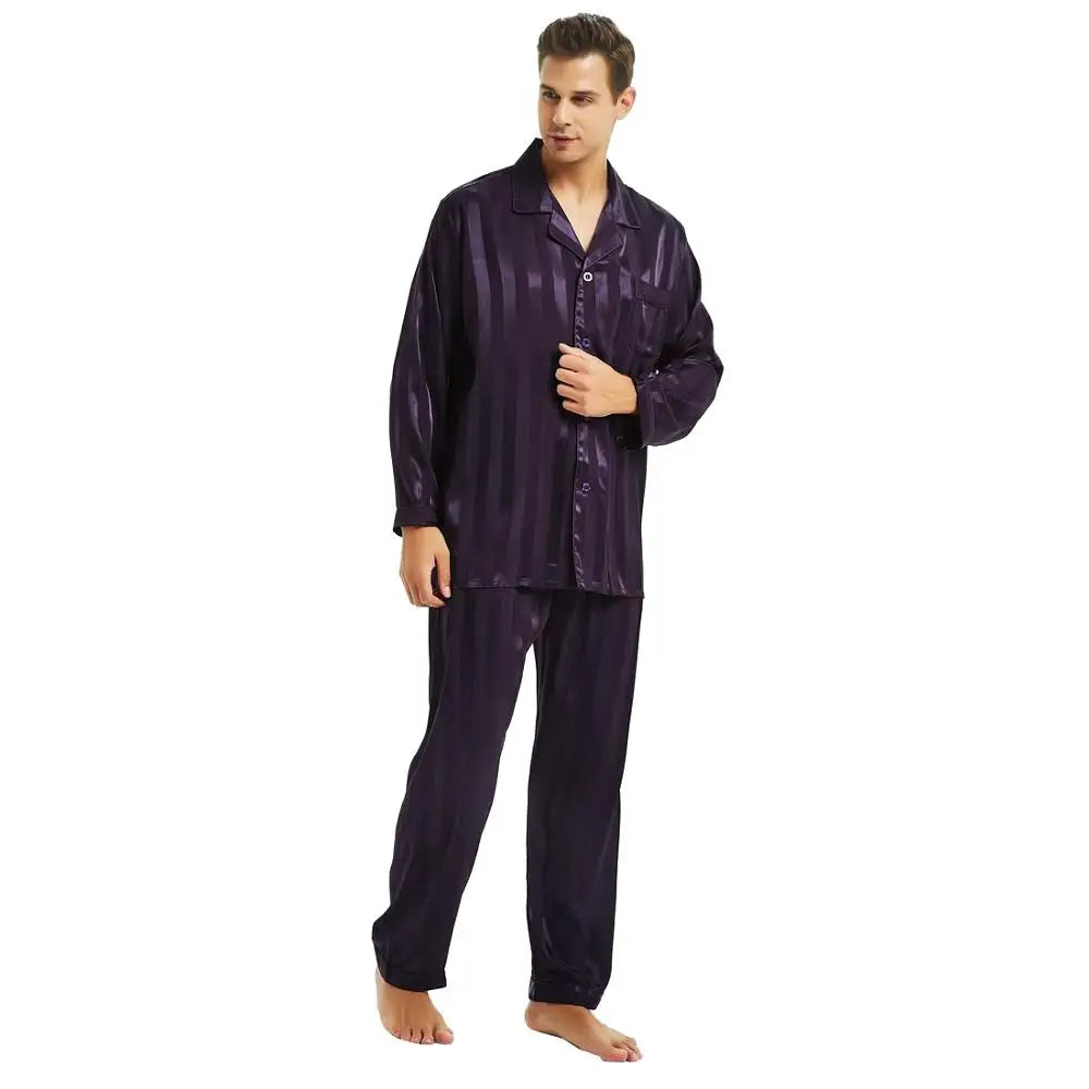 Men's Sleep Outfits Set - Striped Homewear for Men