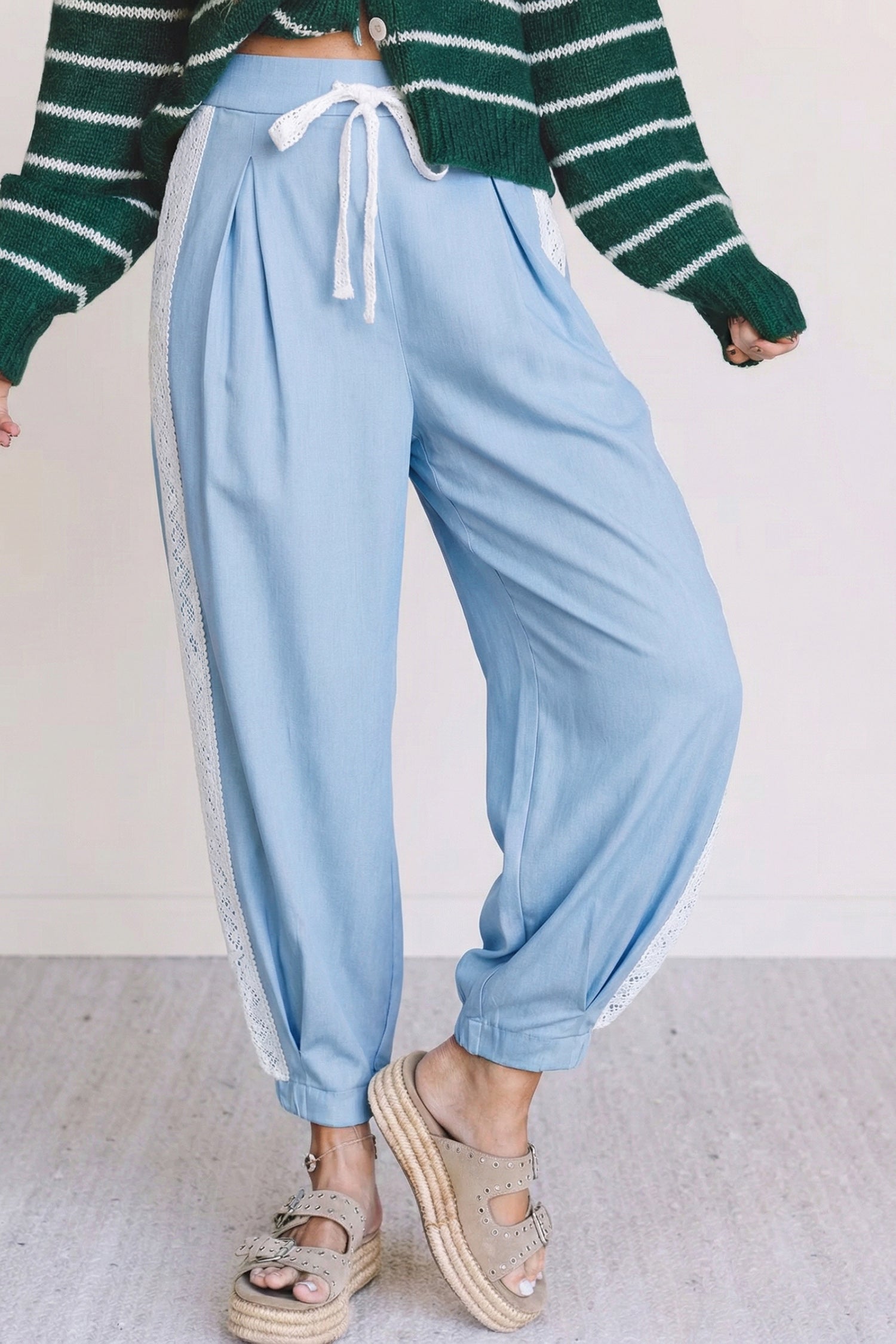 Kelly Blue Wide Leg Slouchy Pants