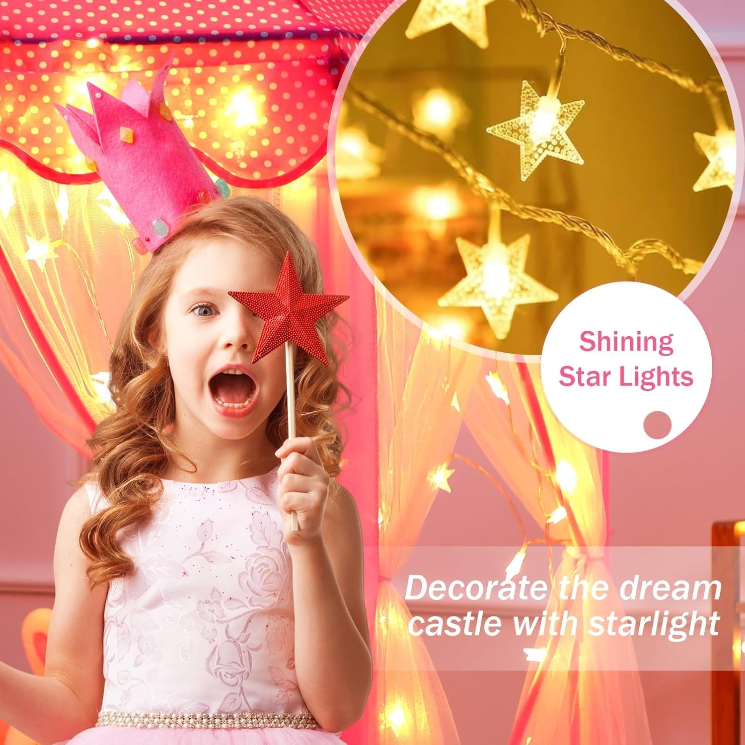 Princess Playhouse Tent With Star Lights 55x53Inches