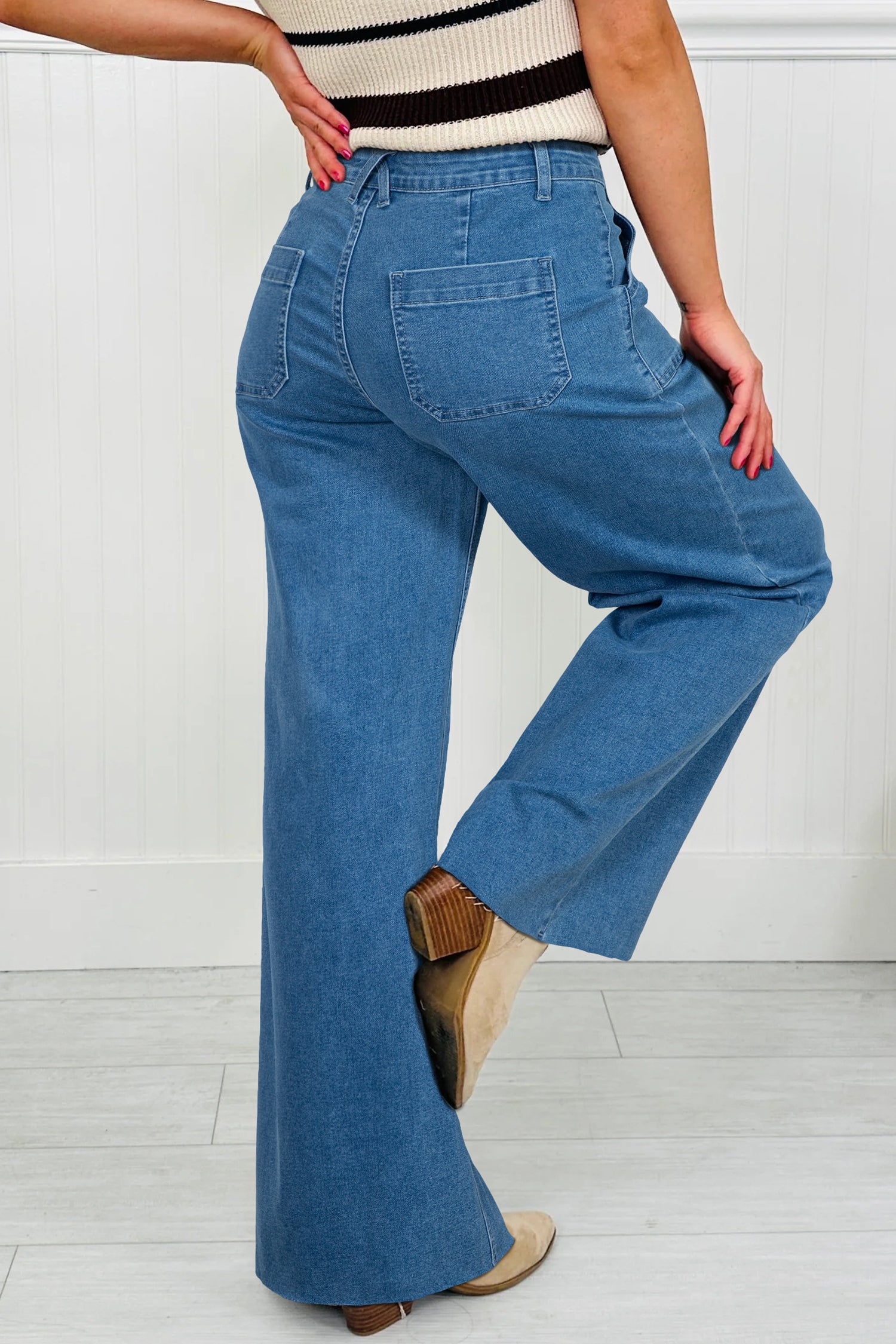 Dusk Blue Retro Washed Loose Jeans
