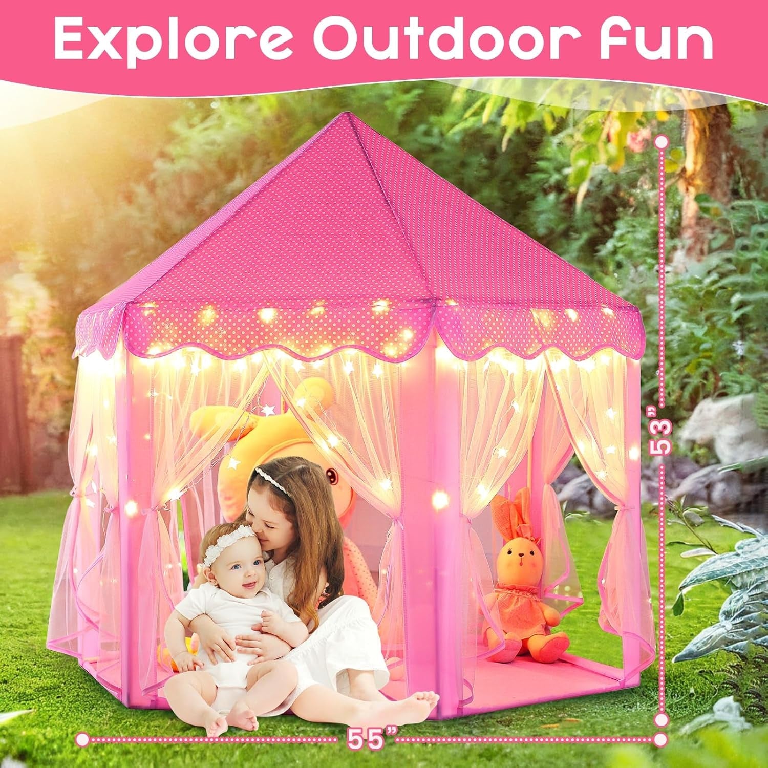 Princess Playhouse Tent With Star Lights 55x53Inches